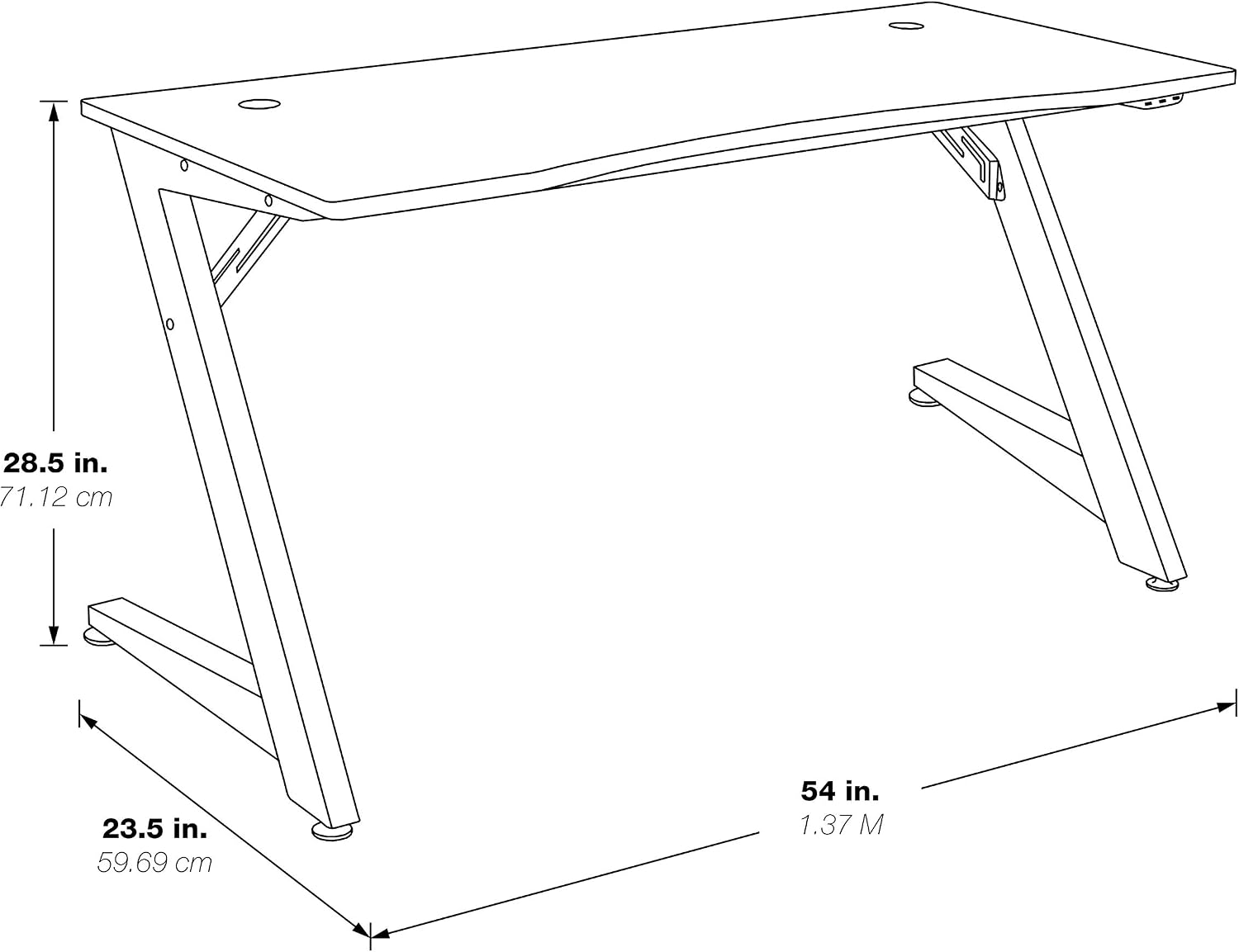 OSP Home Furnishings Beta Battlestation Gaming Desk with Bluetooth RGB LED Lights, Matte Blue