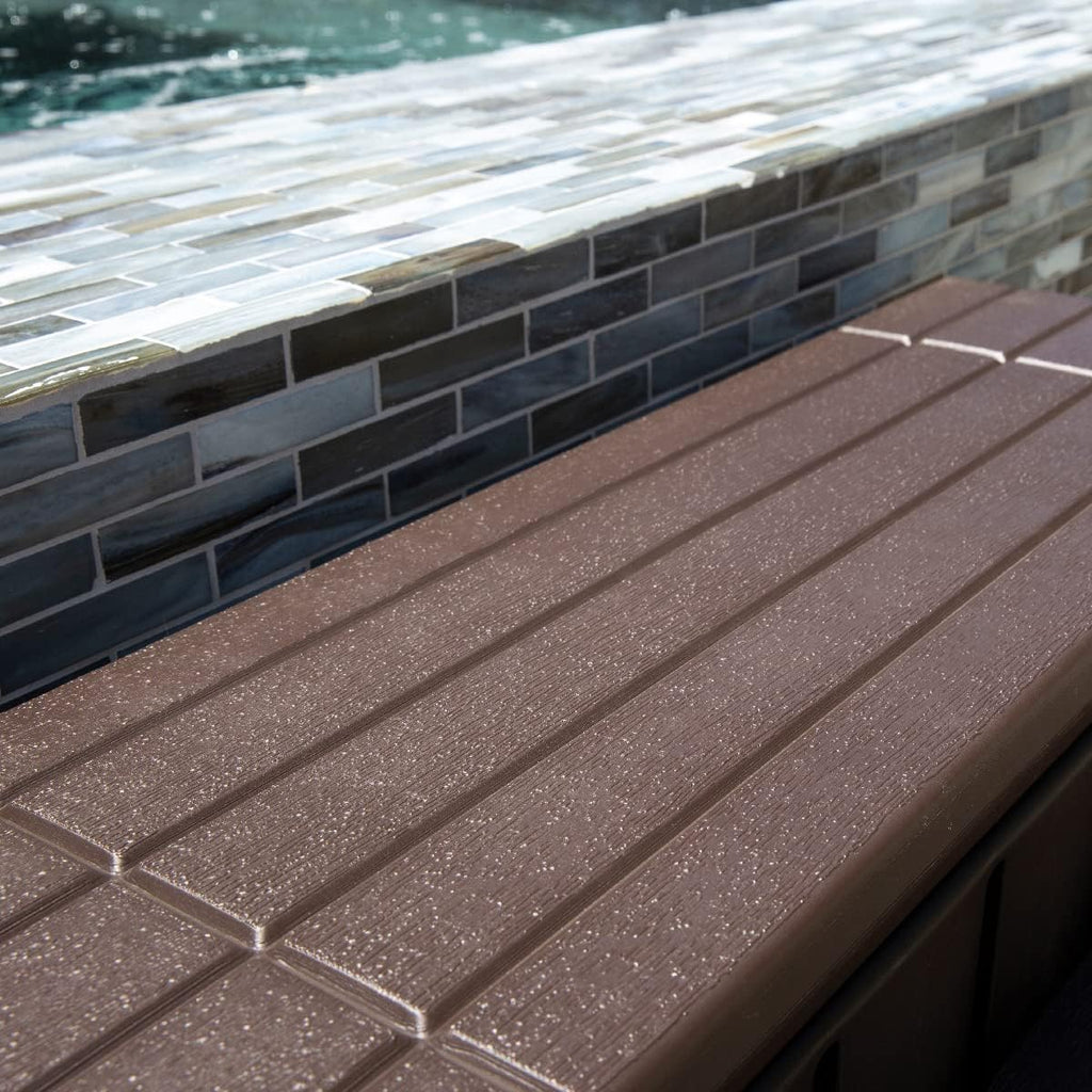 XtremepowerUS Universal 2 Slip-Resistant Spa & Hot Tub Step Outdoor Indoor Stool Pool Ladder Compartment Spa Step 36' Inches Long with Storage, Brown/Black