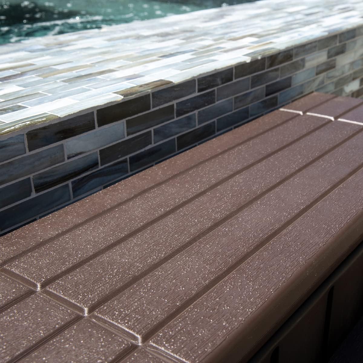 XtremepowerUS Universal 2 Slip-Resistant Spa & Hot Tub Step Outdoor Indoor Stool Pool Ladder Compartment Spa Step 36' Inches Long with Storage, Brown/Black