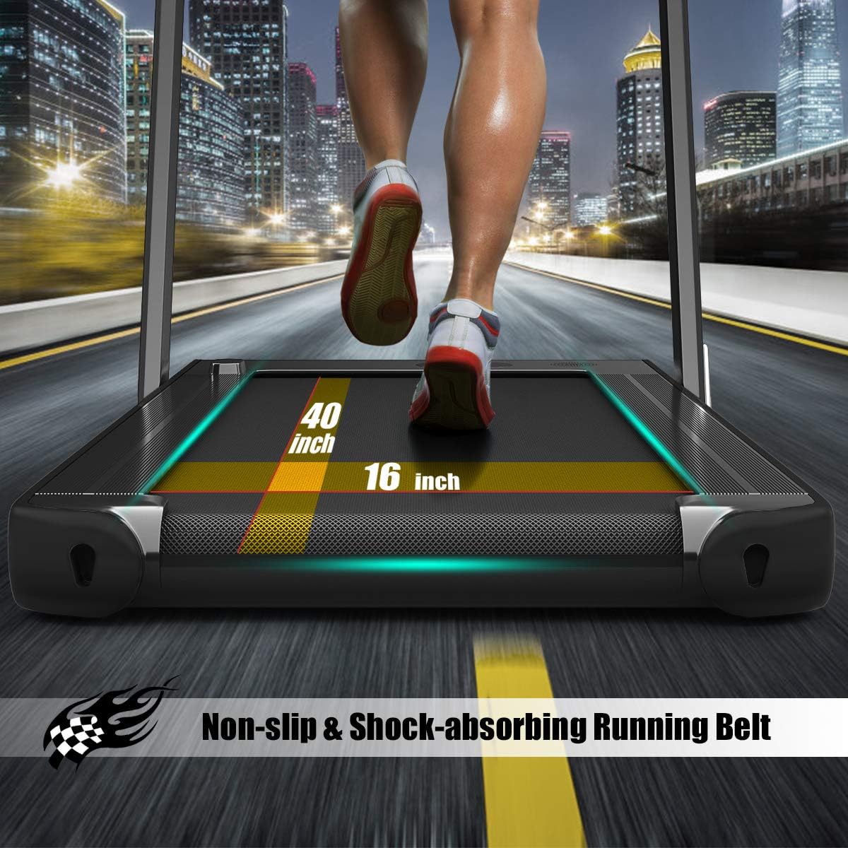 Goplus 2 in 1 Folding Treadmill with Dual Display, 2.25HP Superfit Under Desk Electric Pad Treadmill, Installation-Free, Blue Tooth Speaker, APP Control, Remote Control, Walking Jogging for Home