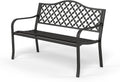 Sophia & William Outdoor Bench, 50 inches Metal Garden Bench, Cast Iron Park Benches for Outside with Floral Backrest and Straight Legs for Porch Yard Lawn Deck,Black