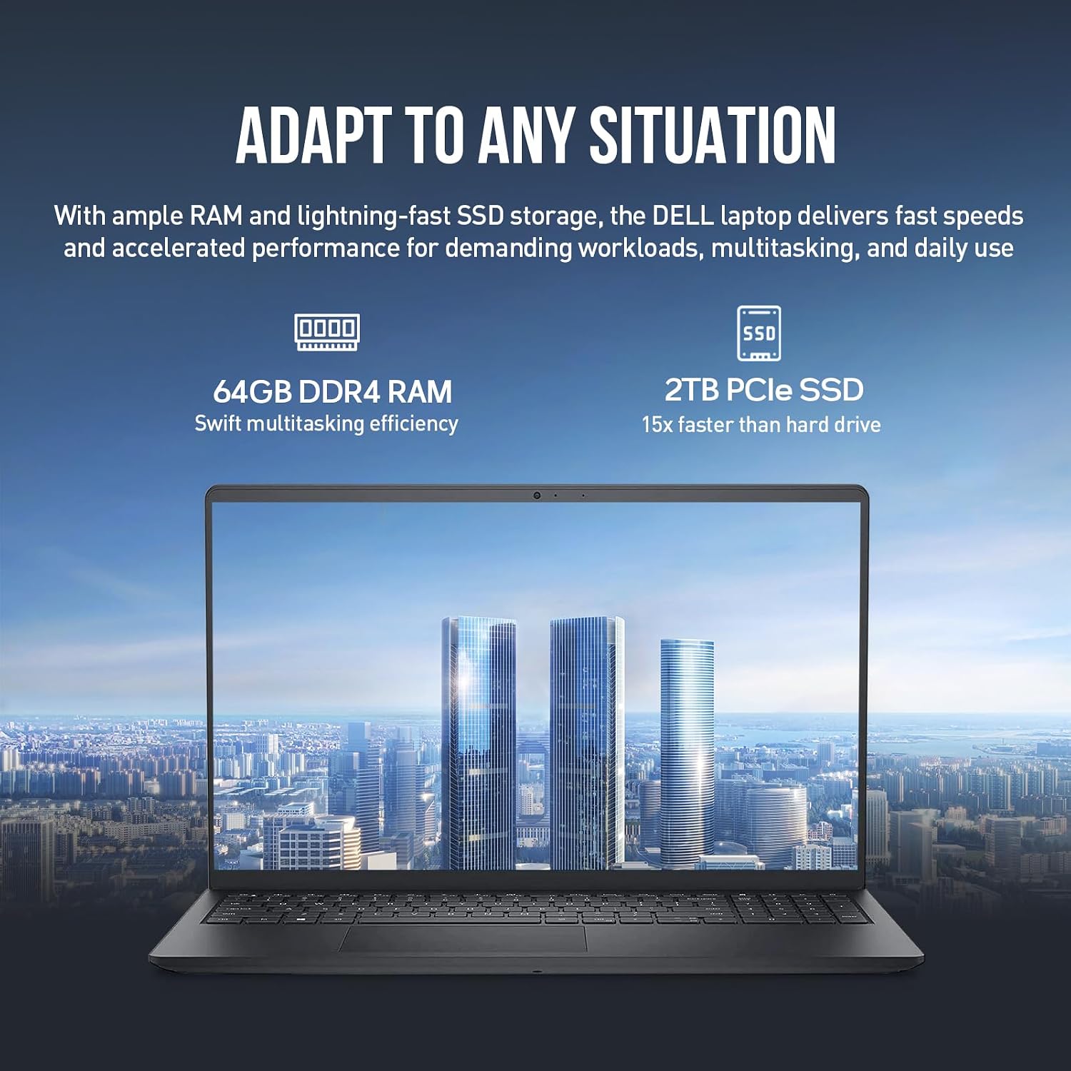 Dell Inspiron 15 3000 Laptop Computer, FHD 15.6 Laptop Notebook PC, AMD Ryzen 7, 64GB RAM 2TB SSD, Windows 11 Pro | Number Pad | HDMI | Wi-Fi