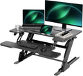 Claiks Standing Desk Converter 32 inch, Height Adjustable Sit Stand Up Desk Riser, Quick Sit to Stand Tabletop Dual Monitor Riser Workstation for Home Office with Keyboard Tray, Black