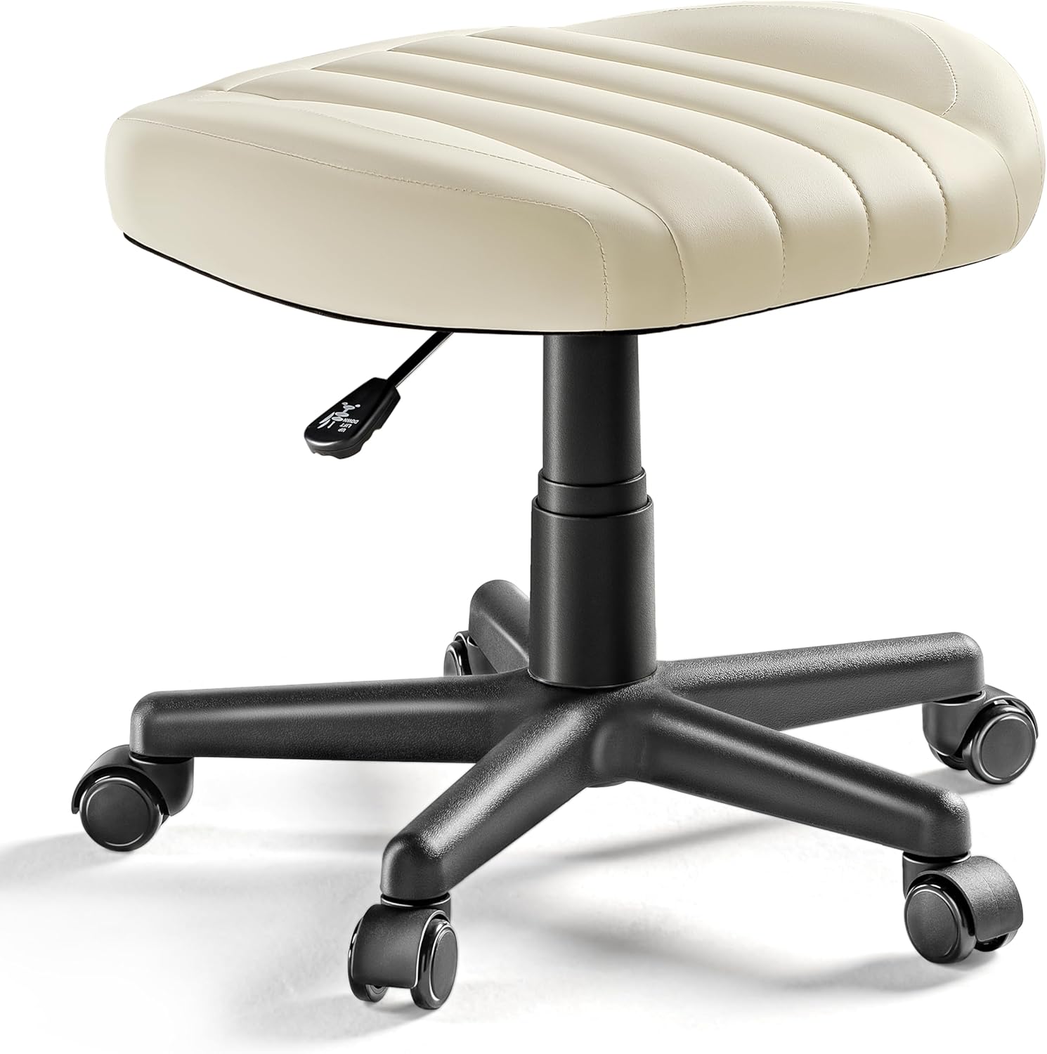 EUREKA ERGONOMIC Multi-Use Foot Stool, Height Adjustable Footrest Stool with Wheels, 360°Swivel Leg Rest Rolling Chair, Rest Ottoman Under Desk for Home Office,Beige
