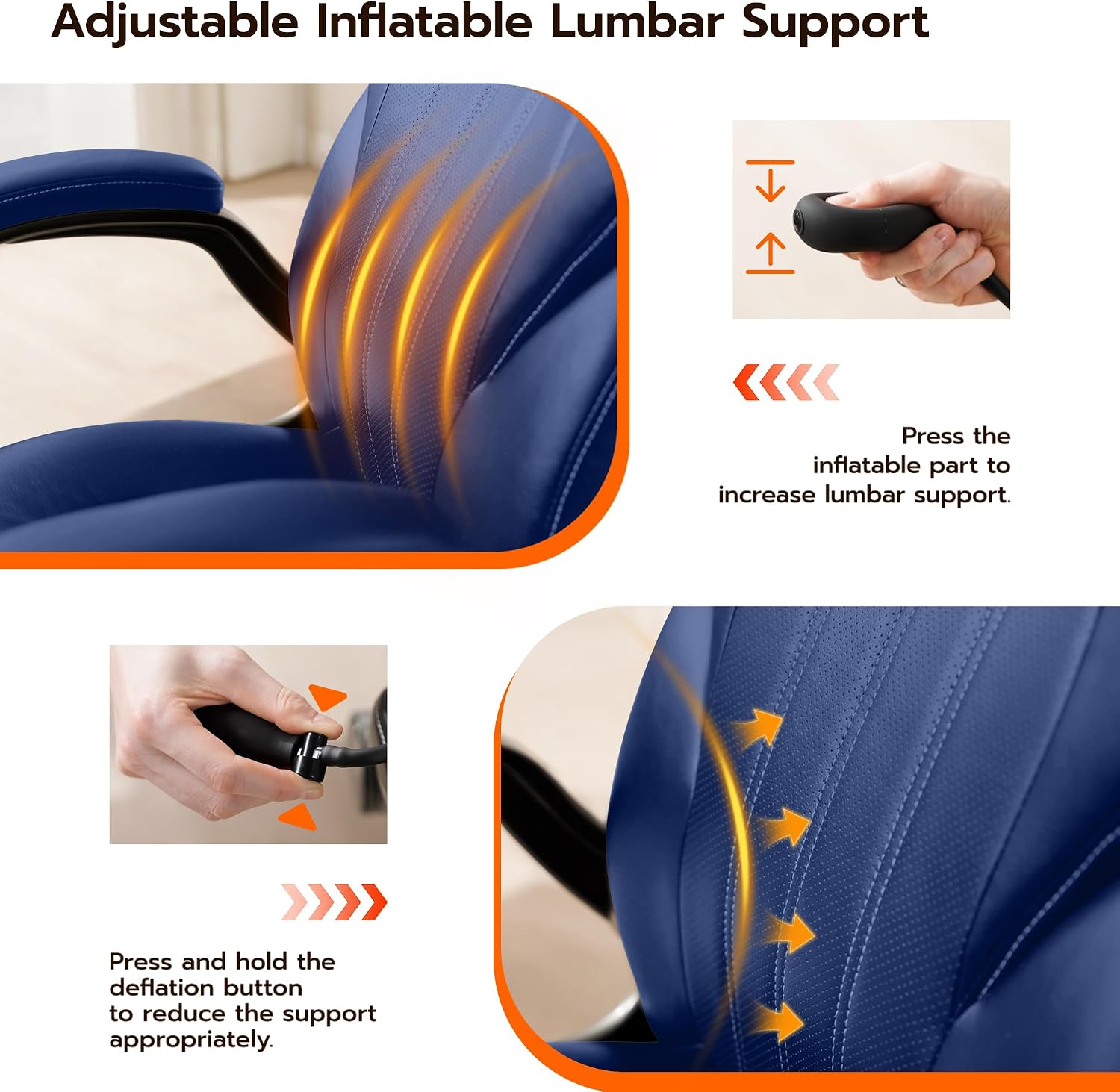 Ylzyxal Office Desk Chair, Ergonomic Computer Chair with Padded Flip-Up Arms and Adjustable Lumbar Support, PU Leather Executive Chair with Tilt Lock and 360° Swivel Rolling Wheels for Work, Study