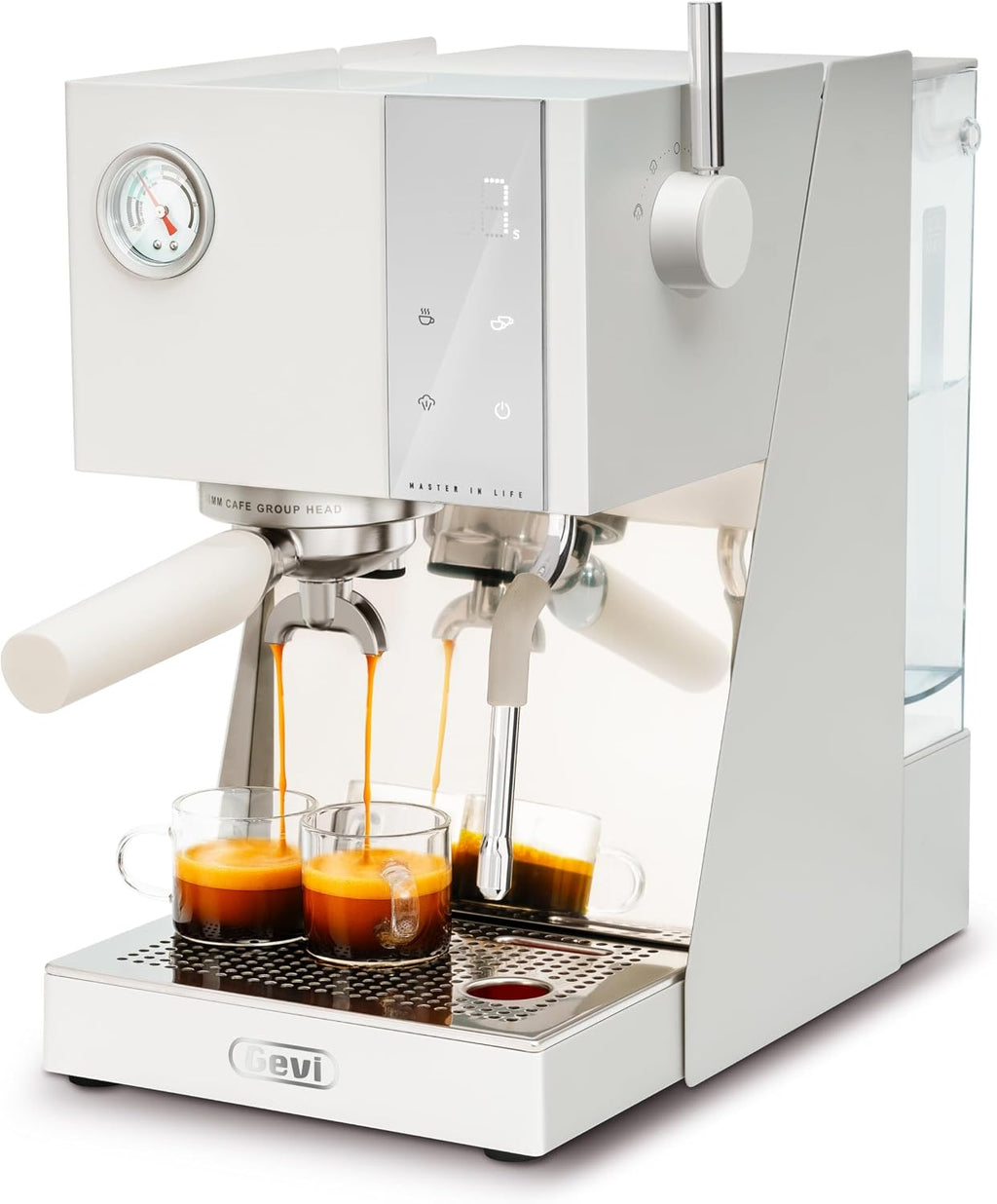 Gevi 20 Bar Espresso Machine with Professional 58mm Espresso Maker with Milk Frother,Smart Touch Display&PID Temperature Control for Cappuccino, Latte,Great Gift,White