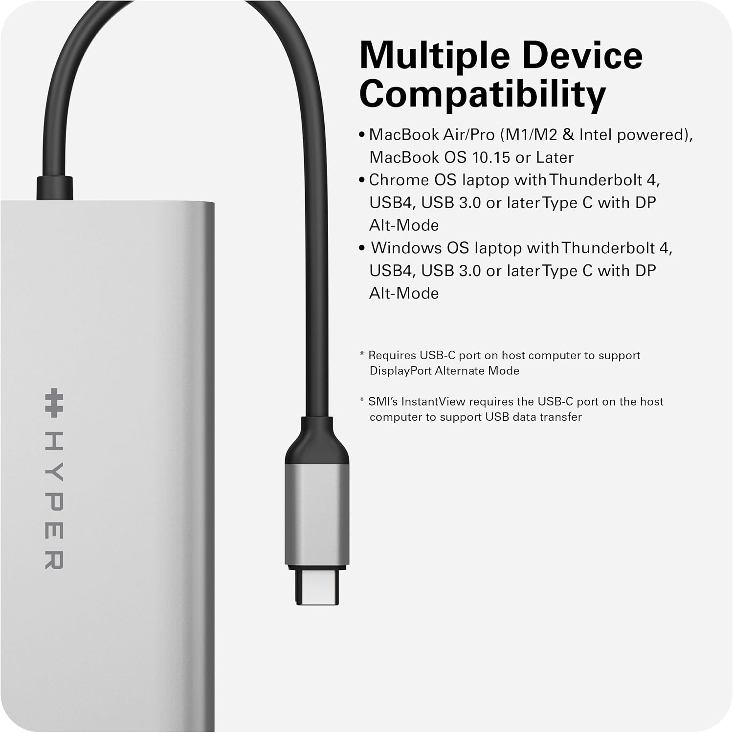 Hyper HyperDrive Dual USB to HDMI Adapter — 4K HDMI Splitter w/ 100W Power Delivery Charging – Seamless Plug & Play Compatible w/ M1, M2, M3, and M4 MacBook, Windows, Chromebook