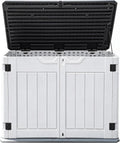DWVO Outdoor Weather-Resistant Horizontal Storage Shed, 35 Cu Ft Capacity, Lockable and Waterproof, Suitable for Storing Garden Tools, Light Gray