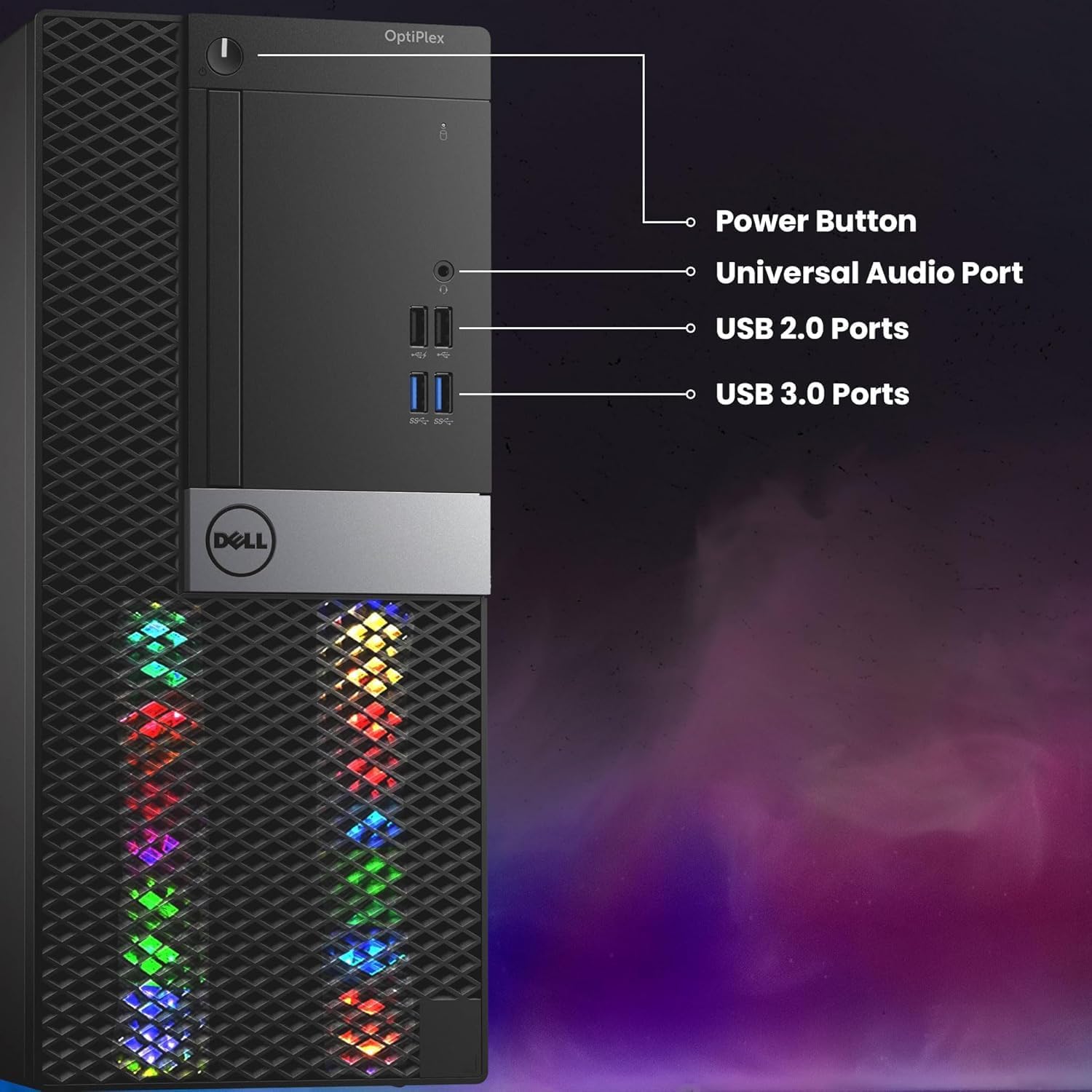 DELL RGB Gaming Tower Computer - i7 6th Gen,GTX 1050 Ti 4GB,16GB RAM,1TB SSD,New Dual 24 inch LED Screen,RGB Keyboard with AI-Enabled Key,Mouse,Wi-Fi,RGB Mini Speaker,Windows 11 Pro (Renewed)