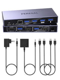 HDMI KVM Switch 1 Monitor 2 Computers, 8K@60Hz USB 3.0 KVM Switcher with 4 USB Ports for 2 Computers Share Keyboard Mouse Printer, Include Desktop Controller, 2 USB Cables and Power Adapter