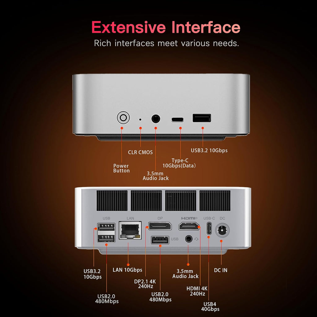 Beelink SER10 MAX Mini PC, AMD Ryzen AI 9 HX 470(12C/24T,Up to 5.2GHz), AMD Radeon 890M Graphics, 32GB DDR5 1TB SSD, 10G LAN/USB4.0/4K 240Hz Triple Display/WiFi6,BT5.2,Home/Office mini Computer