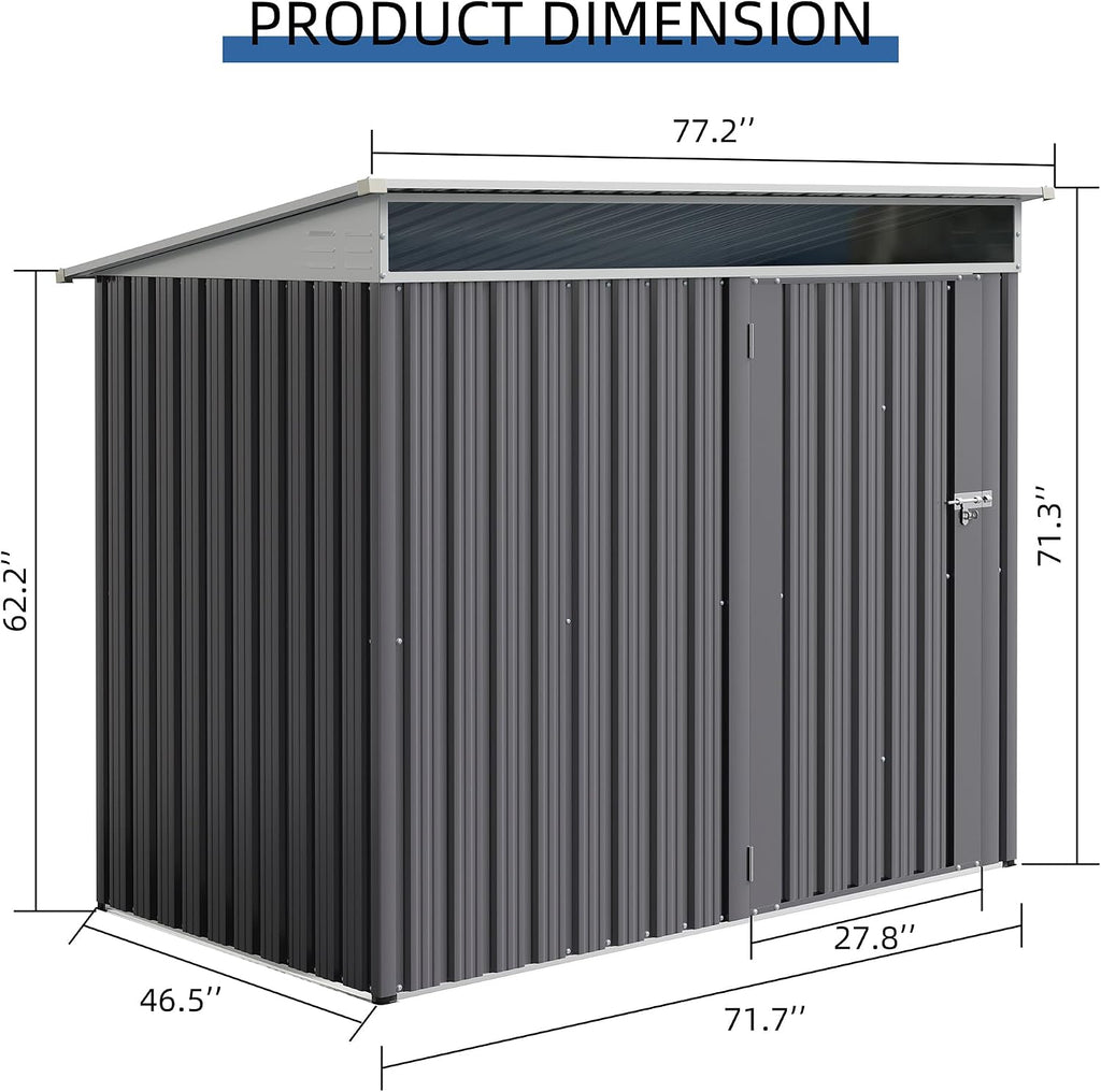 JY QAQA 6x4 FT Metal Outdoor Garden Storage Shed, Waterproof Metal Garden Sheds with Window and Lockable Door, Weather Resistant Steel Tool Storage House Shed for Patio,Lawn