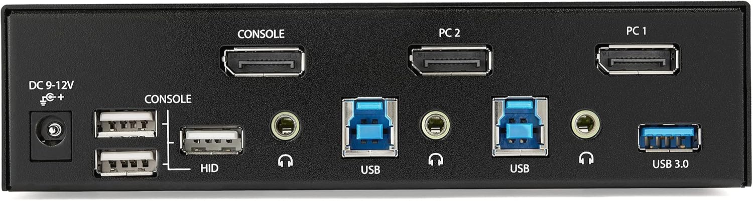 StarTech.com 2 Port DisplayPort KVM Switch - 4K 60Hz - Single Display - Dual Port UHD DP 1.2 USB KVM Switch with Integrated USB 3.0 Hub & Audio-Dell HP Apple Lenovo-TAA Compliant (SV231DPU34K), Black