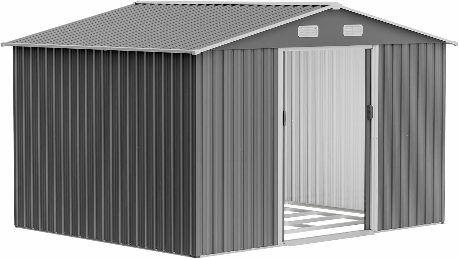 10x8 FT Outdoor Storage Shed with Sliding Doors & Air Vents - Aluminum Frame, Weatherproof Metal Shed for Garden, Backyard, Patio Equipment