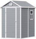 6x4.5 FT Plastic Sheds & Outdoor Storage, UV Resistant Storage Sheds Outdoor with Floor and Window, All-Weather Garden Resin Tool Shed for for Garden，Patio，and Utility Storage（Light Grey）
