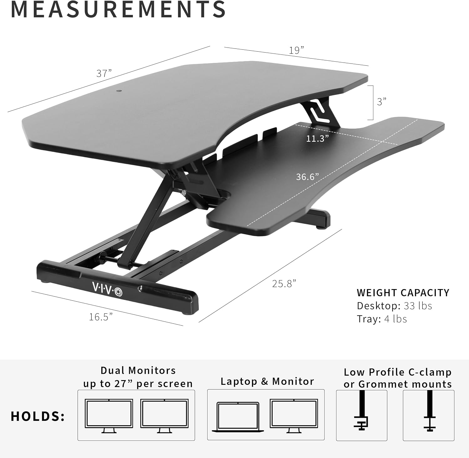 VIVO Corner Height Adjustable 38 inch Standing Desk Converter, Quick Sit to Stand Tabletop Dual Monitor Riser Workstation, DESK-V037MC