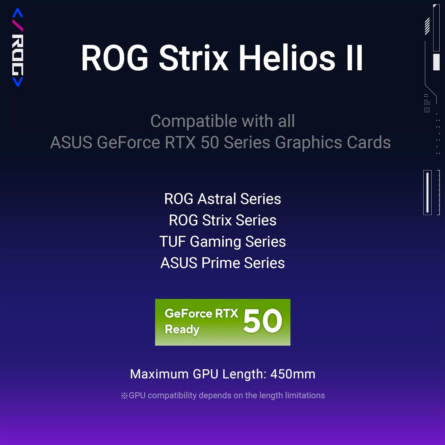 ASUS ROG Strix Helios II EATX mid-Tower Gaming PC case, with Dual Tempered Glass Side Panels, Support for Graphics Cards up to 450mm Long, Graphics Card Braces and Support for up to 420mm radiators