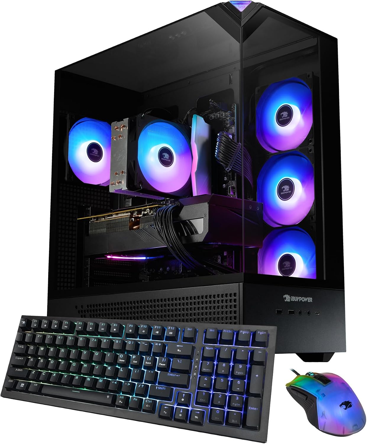 iBUYPOWER Element Black Gaming PC Desktop Computer Intel Core i5 14400F CPU, NVIDIA GeForce RTX 5060Ti 8GB GPU, 16GB DDR5 RGB 5200MHz RAM, 1TB NVMe SSD, Windows 11 Home, Keyboard, Mouse - EBI5N56T02