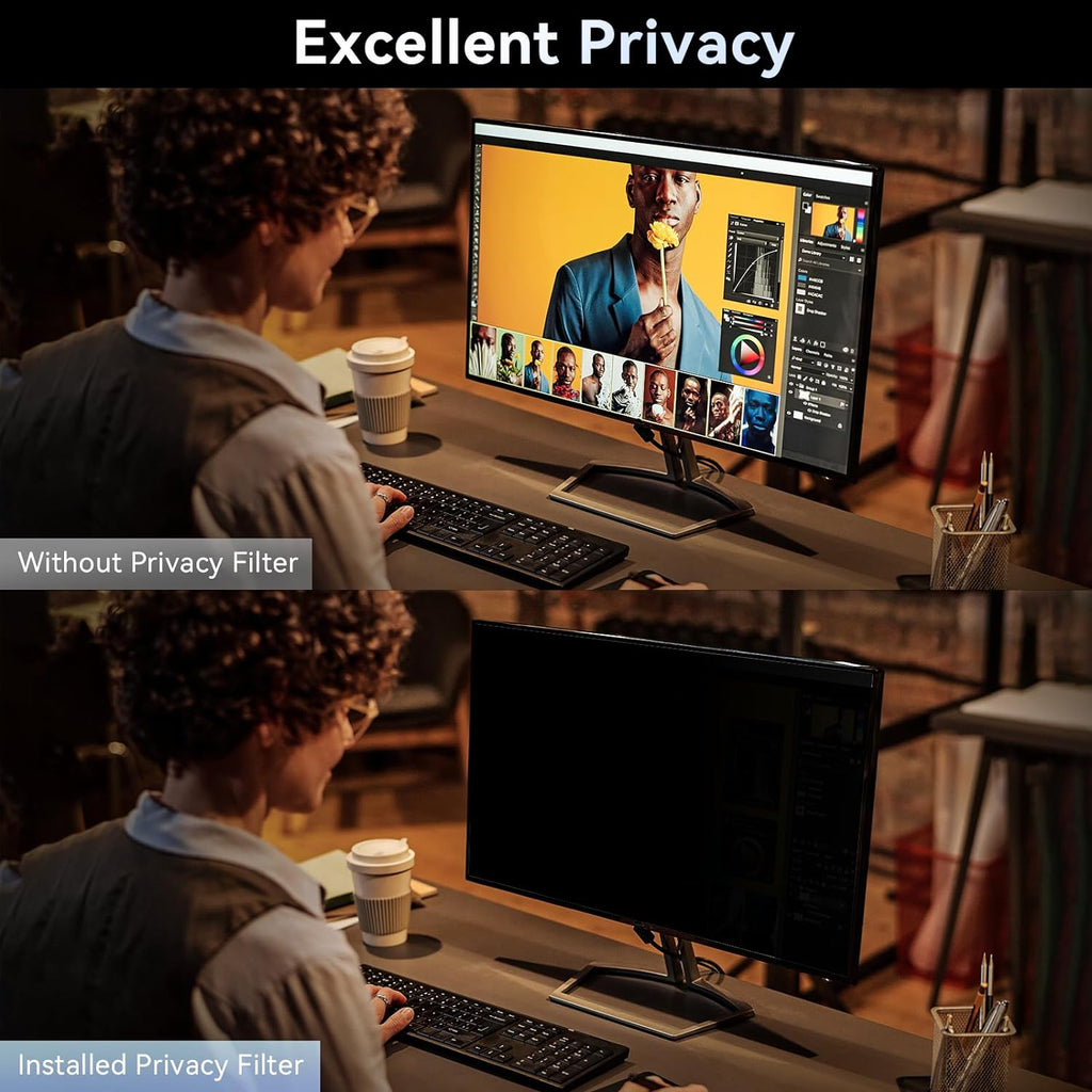 [2-Pack] 31.5 Inch Computer Privacy Screen Filter for 16:9 Widescreen Monitor, Removable Eye Protection Anti Glare Blue Light Filter Privacy Shield, Anti Spy Screen Protector Film 31.5 In