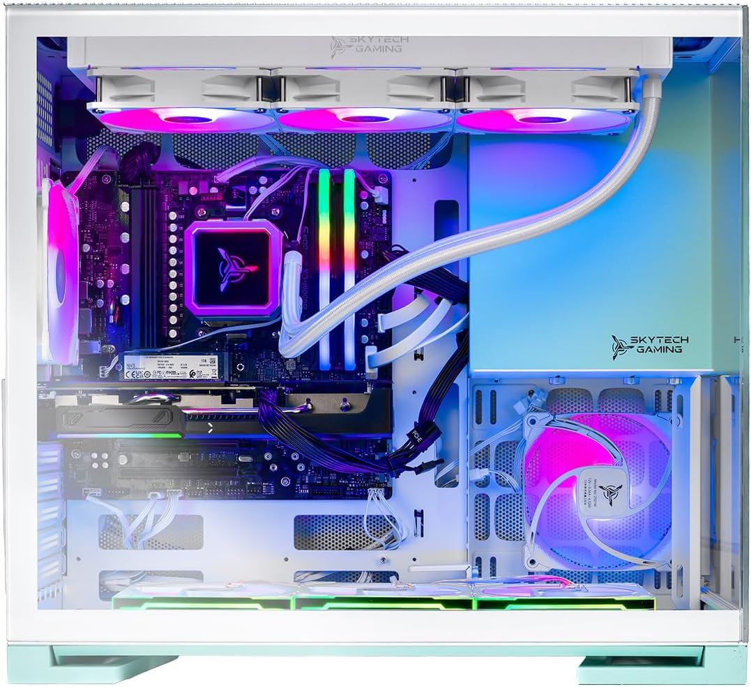 Skytech Gaming Aqua Desktop PC, Intel Ultra 9 285K 3.7 GHz(5.7 GHz Turbo), AMD RX 9070 XT 16GB, 1TB NVMe SSD, 32GB DDR5 RAM 6000 RGB, 850W Gold ATX 3 PSU, 360mm ARGB AIO, Wi-Fi, Win 11