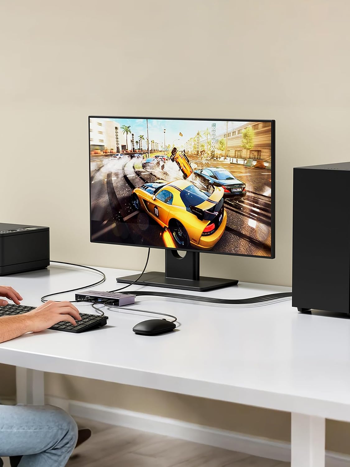 8K Displayport 2.1 KVM Switch 2 in 1 Out DP1.4 with 4 USB 3.0 Ports Support 8K@60Hz 4K@240Hz, 2 Computers Share 1 Monitor Keyboard Mouse U-Disk Printer