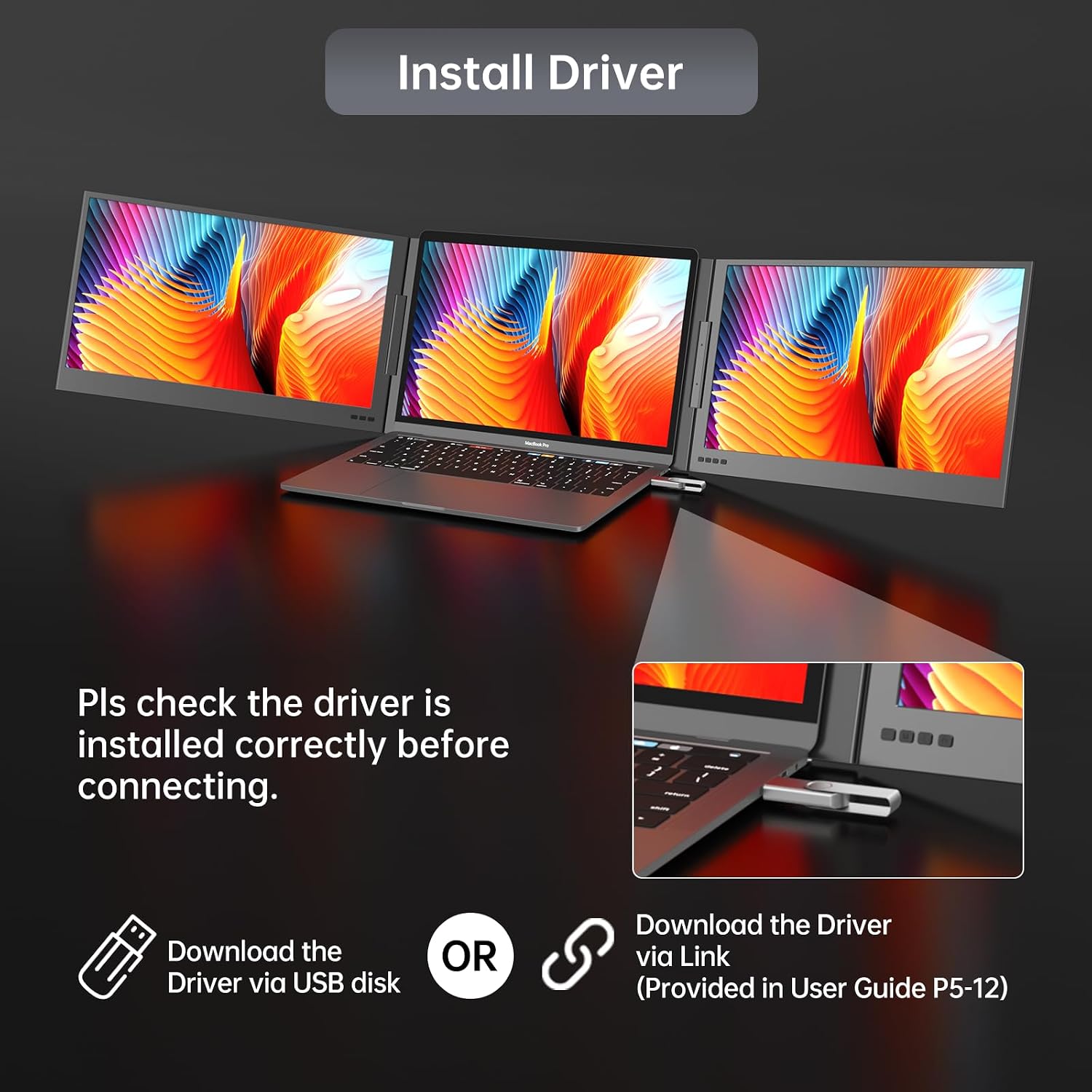 MT-VIKI 15.6 inch Laptop Screen Extender, Potable Monitor for Laptop Only One USB-C Cable Connection, Compatiable with Win/Mac (M1~M5), FHD 1080P, 360° Rotation【Included Carrying Bag】