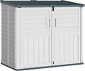 Greesum Outdoor Trash Can Storage Shed, 34 Cu.ft Horizontal Outdoor Storage Cabinet, Waterproof for Garden, Pool Storage, Garbage Cans, Beige