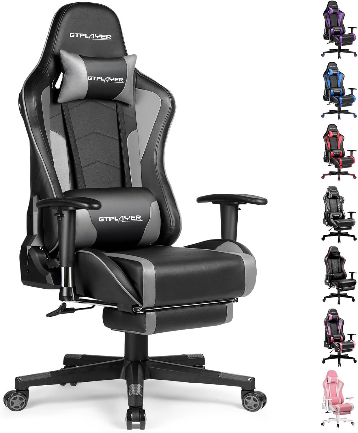 GTPLAYER Gaming Chair with Footrest Speakers Video Game Chair Bluetooth Music Heavy Duty Ergonomic Computer Office Desk Chair
