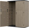 HOMSPARK 57 Cu.Ft Outdoor Storage Shed Weather Resistant, Multi Functional | Double-Wall Resin Storage Sheds & Outdoor Storage Box Waterproof for Backyard Garden Patio Lawn (Brown)