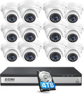 ZOSI 4K 16 Channel POE Security Camera System with 4TB HDD, 12pcs 5MP Outdoor Indoor Dome PoE IP Camera, 16CH 8MP Surveillance NVR Recorder,80ft Night Vision,Remote Access,for Home 24-7 Recording