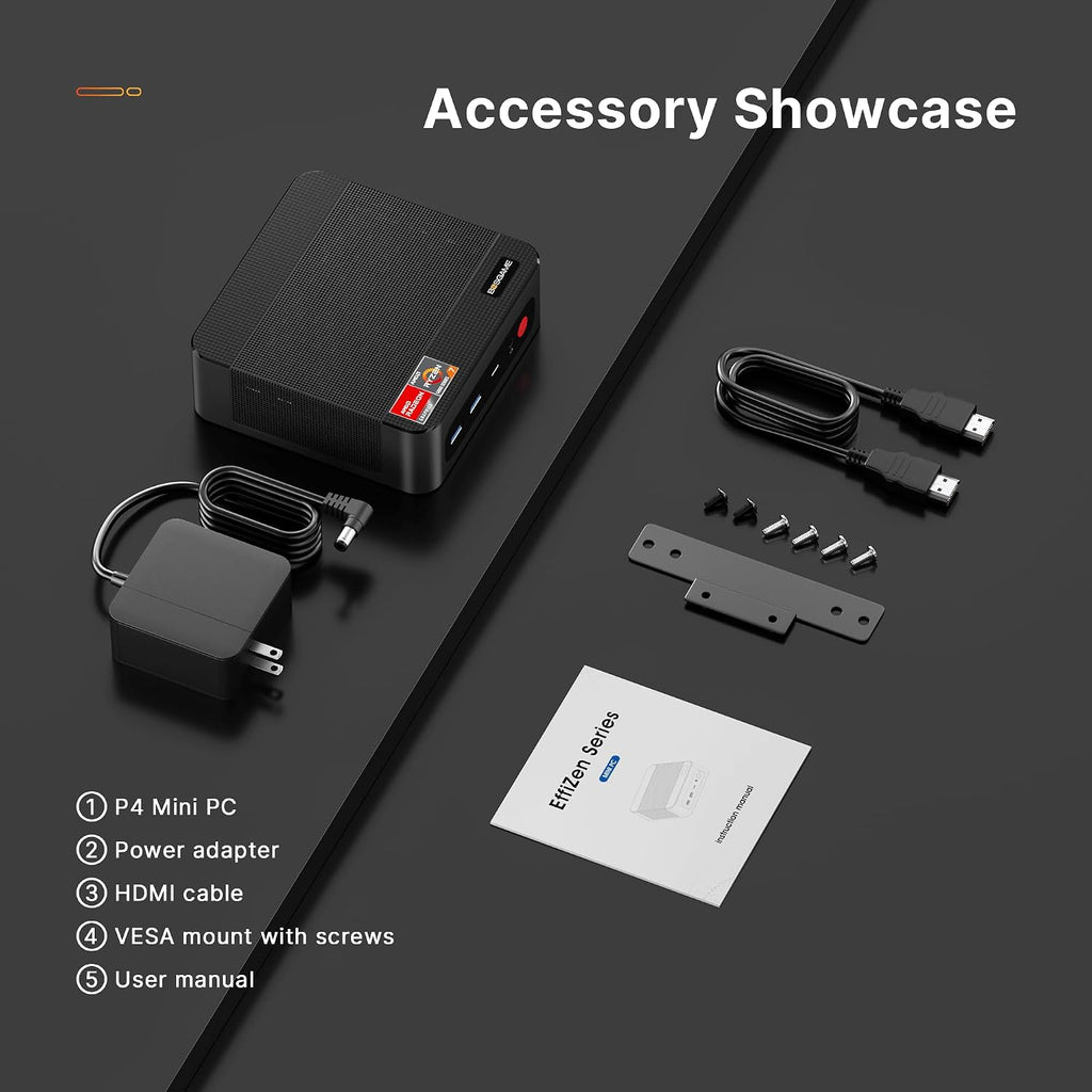 BOSGAME P4 Mini PC with AMD Ryzen 7 5825U (Up to 4.3GHz) | 32GB DDR4 RAM | 1TB NVMe SSD | Dual 2.5G Ethernet | WiFi 6 & Bluetooth 5.2 | Triple 4K Display Support | Ultra-Fast Mini Desktop Computer