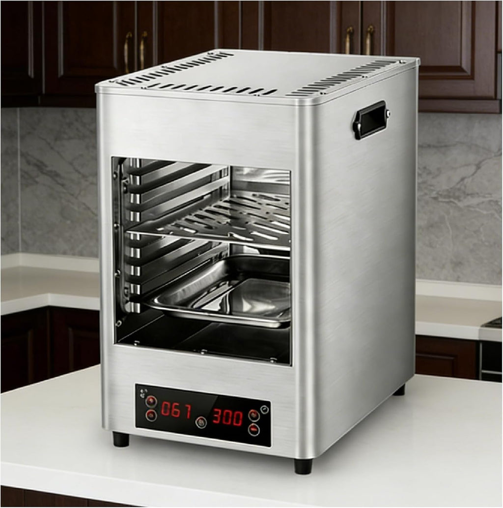 1700W Electric Steak Grill | Indoor Commercial Automatic Steak Grill | with Adjustable time and Temperature | can Grill Beef, Chicken, and Vegetables | for Meat Lovers Metallic