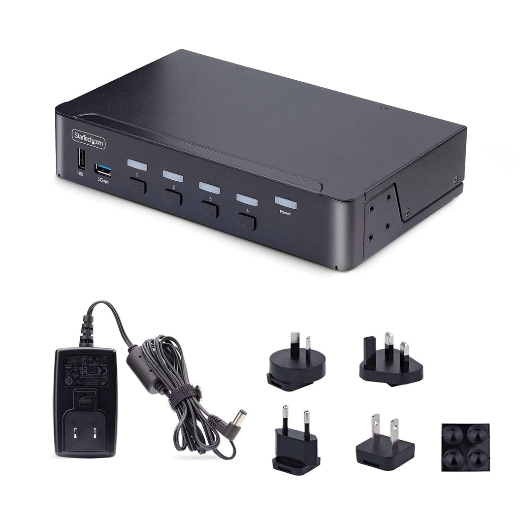 StarTech.com 4-Port DisplayPort KVM Switch, 8K 60Hz / 4K 144Hz, Single Display, DP 1.4, 2X USB 3.0 Ports, 4X USB 2.0 HID Ports, Push-Button & Hotkey Switching, TAA Compliant (D86A2-4-PORT-8K-KVM)