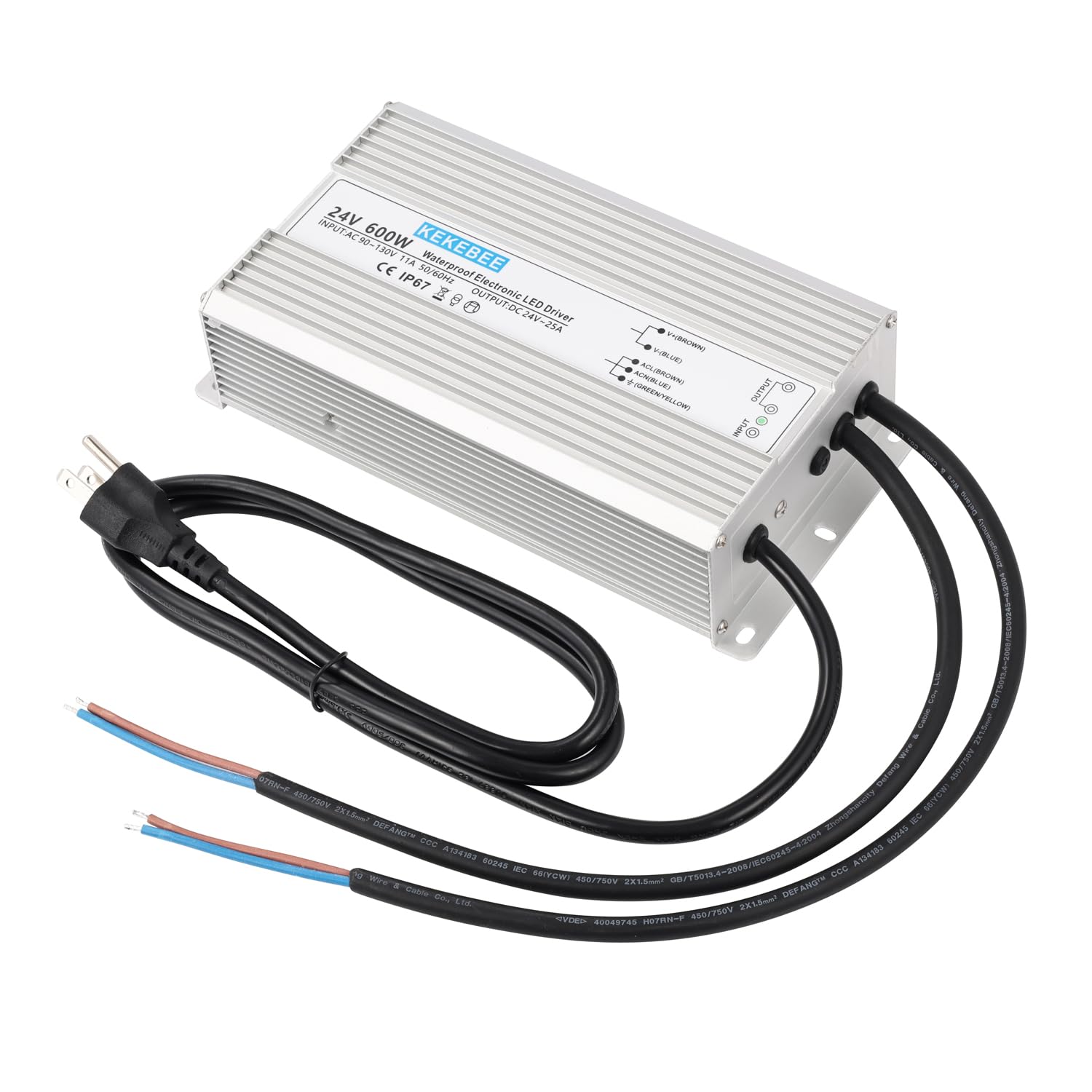 LED Driver 24V600W Waterproof Power Supply 90V-130V AC to 24V DC 25A Low Voltage Transformer Garden Greening Decorative lamp LED Light Switch Power Supply