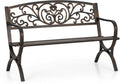 Sophia & William Metal Outdoor Bench, 50' Outdoor Garden Bench Patio Park Bench, Cast Iron Park Benches for Outside with Floral Design Backrest, Bronze