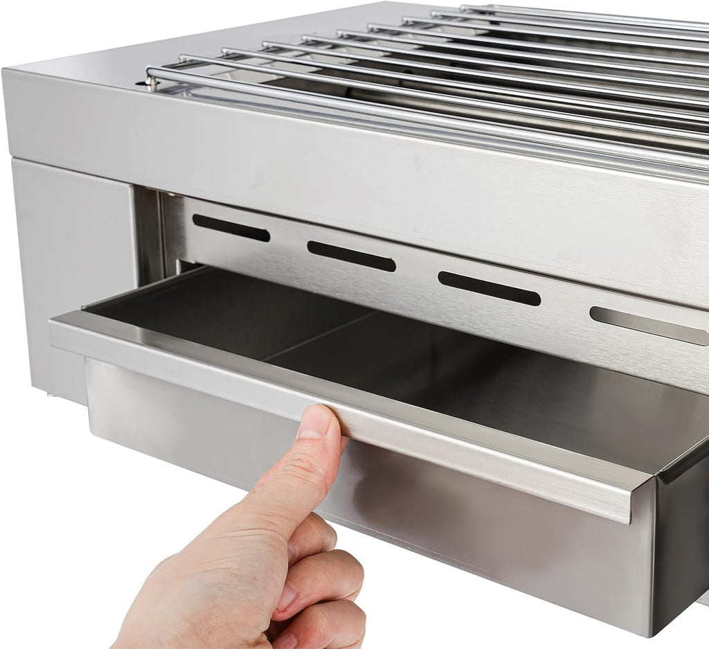 Electric Grill, 1500W Portable Stainless Steel Electric Barbecue Accurate Temperature Control（32-446 ° F）, Melting Machine for Steak Pizza Bacon Omelets for Outdoor Camping/Home/Commercial Use