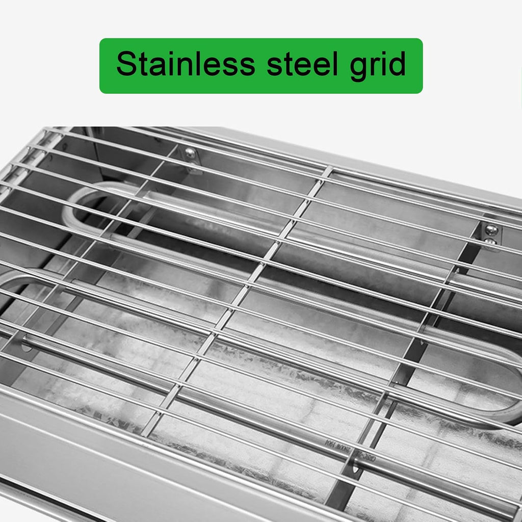 Electric Grill, 2600 Watt High Power Indoor Smokeless Grill, Adjustable Temperature 122°F-572°F Electric Grill with Removable Non-Stick Grill Rack, Grease Tray, Portable, Stainless Steel