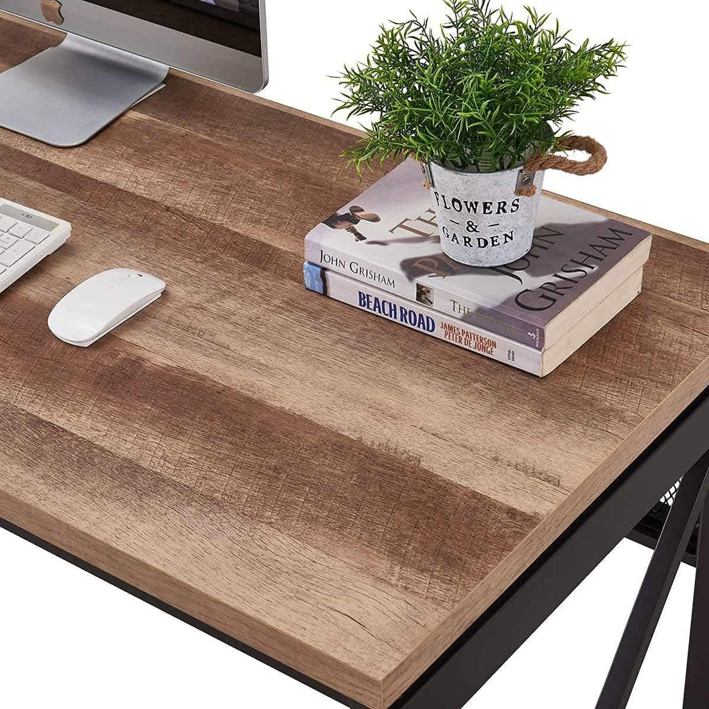 BON AUGURE Computer Desk for Home Office, Sturdy Office Desk, Wide Wood Metal Writing Table, Farmhouse Industrial Gaming Desks (60 Inch, Vintage Oak)