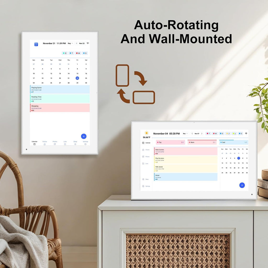 15.6 inch Wall Planner Digital Calendar & Chore Chart, Smart Touchscreen Display for Family Schedules, Hearth Display Digital Calendar, Digital Photo Frame, Great for Organizing Your 2025 Calendar