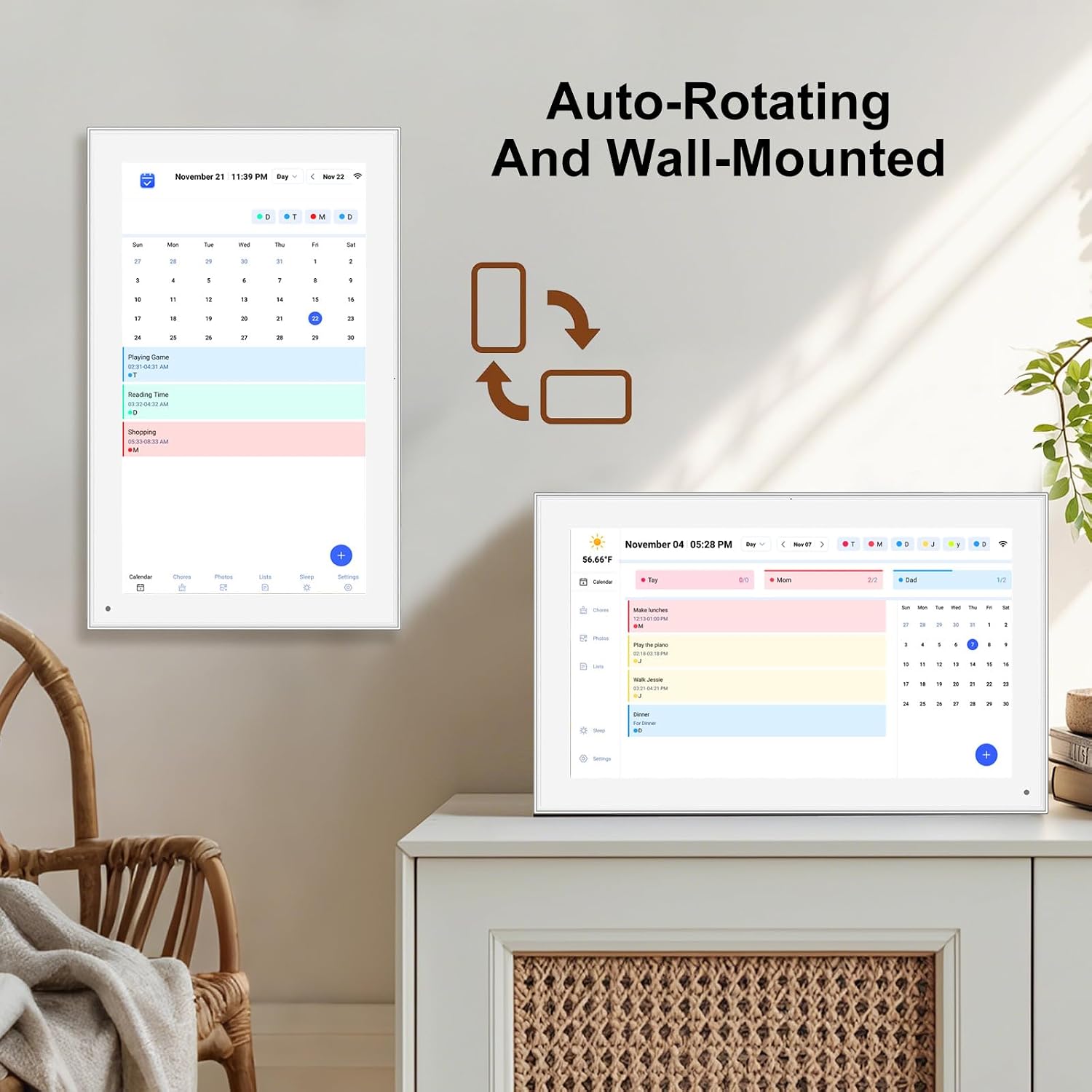 15.6 inch Wall Planner Digital Calendar & Chore Chart, Smart Touchscreen Display for Family Schedules, Hearth Display Digital Calendar, Digital Photo Frame, Great for Organizing Your 2025 Calendar