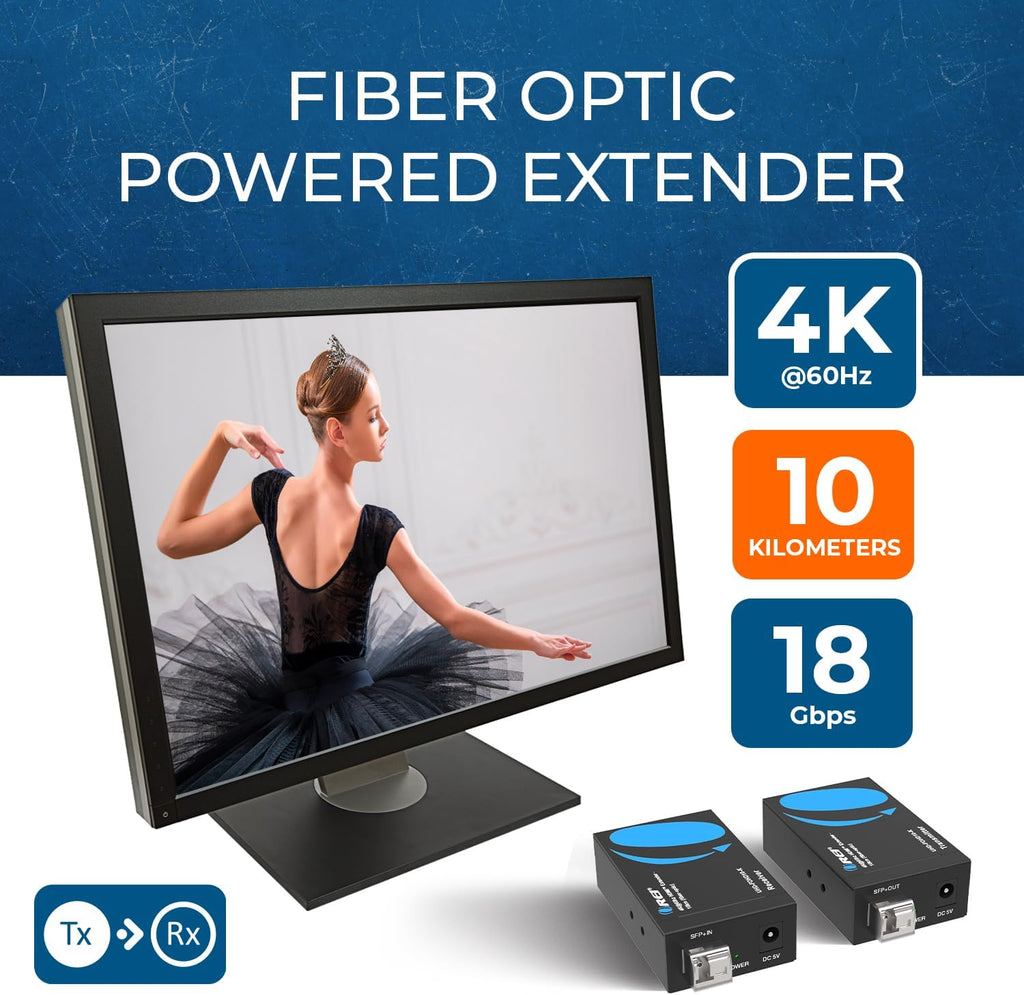 OREI 4K HDMI Extender Over Fiber Optic Balun - UltraHD 4K @ 60Hz 4:4:4 DR, HDR10+, SFP+ - Up to 10 KM in Single Mode - 300M in Multi-Mode