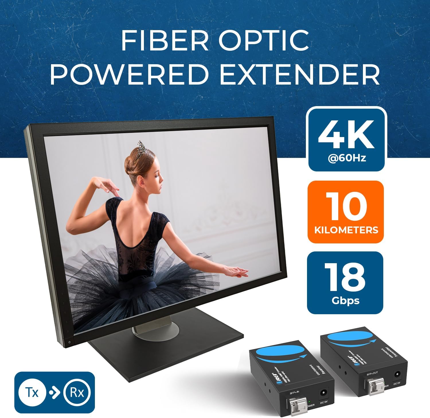 OREI 4K HDMI Extender Over Fiber Optic Balun - UltraHD 4K @ 60Hz 4:4:4 DR, HDR10+, SFP+ - Up to 10 KM in Single Mode - 300M in Multi-Mode