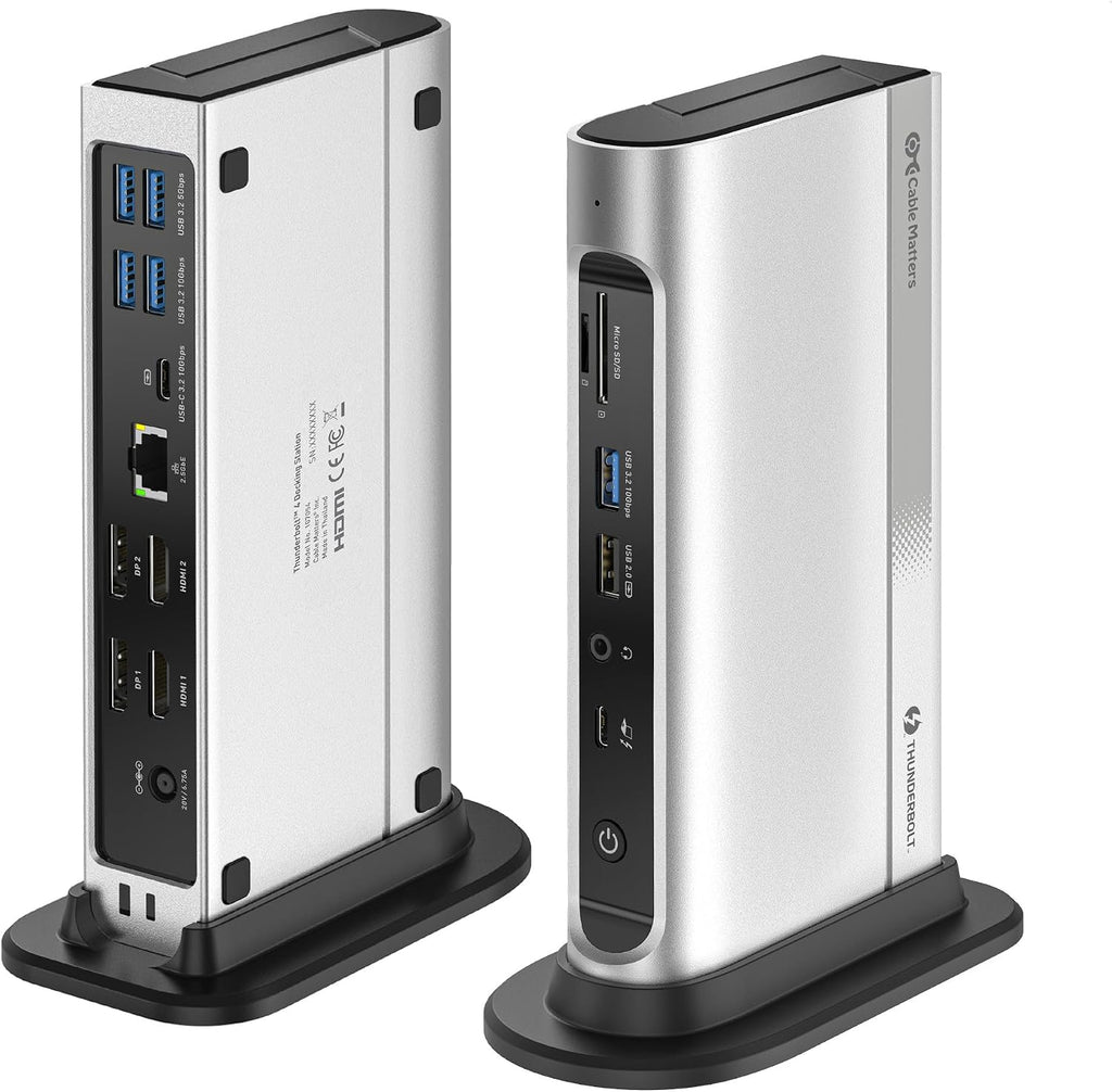 [Intel Certified] Cable Matters 16-in-1 40Gbps Thunderbolt 4 Dock with Thunderbolt Share - Quad 4K Video(2X DP, 2X HDMI) for Windows, Dual 4K (DP or HDMI) for MacBook Pro M1/M2/M3/M4 Pro/Max, 100W PD