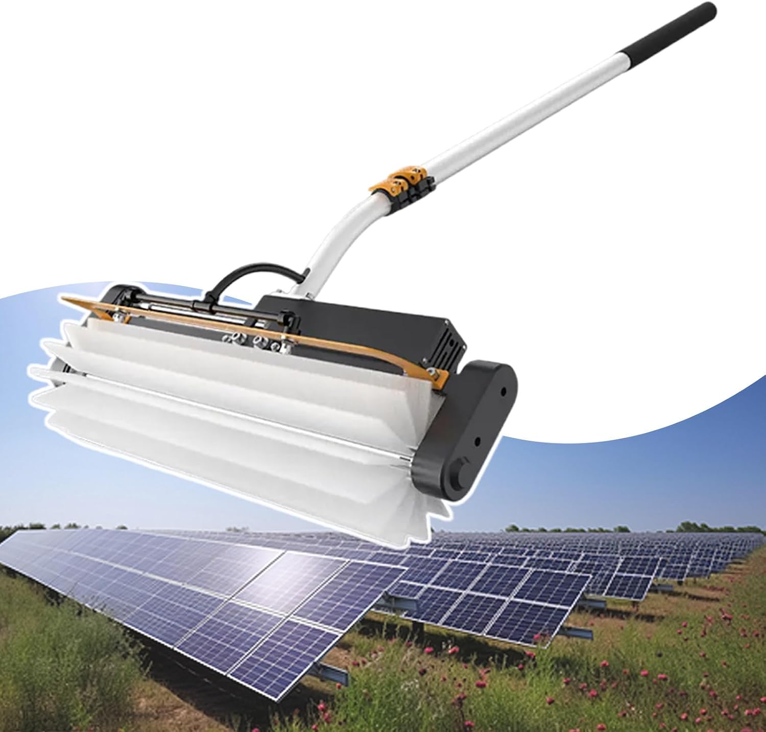 Electric Solar Panel Cleaning Brush 25Ft Long Handle Window Cleaner Tool,60Cm Wide Brush Head Design,Pure Copper Brushless Motor,A-DualUse