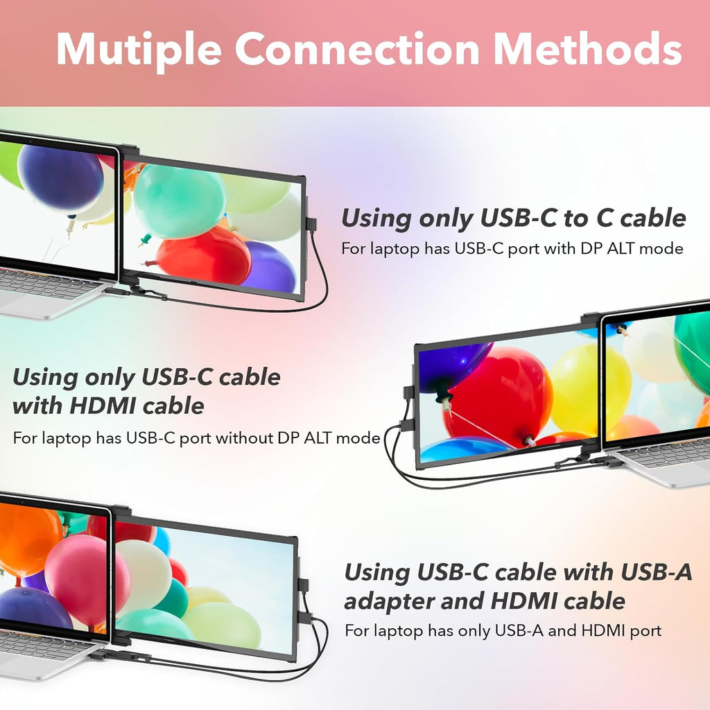Duex Plus DS Laptop Screen Extender,13.3' FHD 1080P IPS Laptop Monitor Extender,USB Type-C/HDMI Plug and Play Portable Monitor for 13'-14.5' Laptops,Support Windows/Mac/Android/Switch Compatible