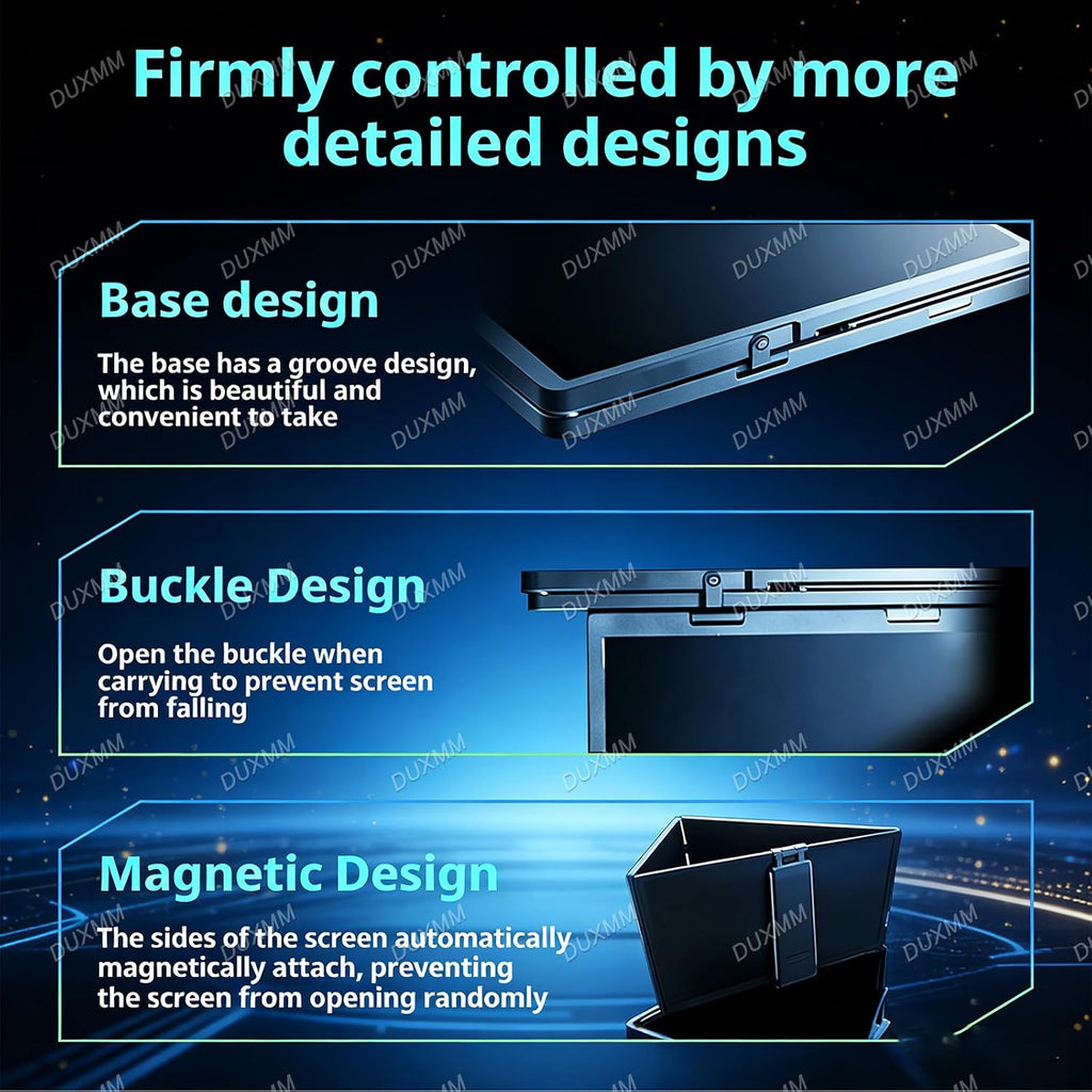 15.6'Laptop Tri-Fold Monitor,1080P FHD IPS Triple Monitor,Type-C/HDMI/USB-C Plug-Play Extended Screen with 360° Rotation Acjustable Viewing Angles, Compatible with Windows and Macos