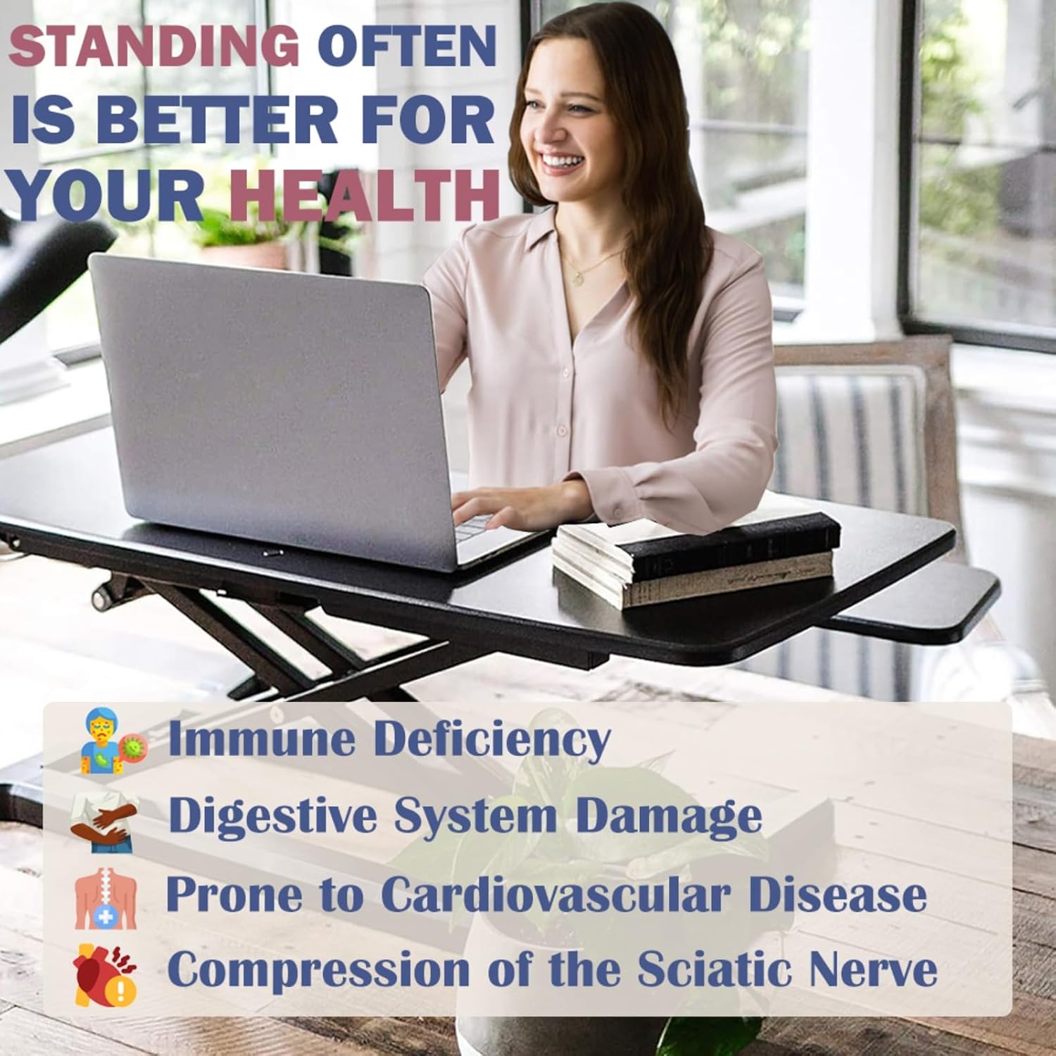 32' Height Adjustable Standing Desk Sit To Stand Converter with Wide Keyboard Tray for Home Office, Stand Up Desk Dual Monitor Riser Workstation with Spacious Tabletop for Laptops/Small Space (Black)