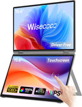 wisecoco 15.6' Dual Screen Touch Portable Monitor for Laptop Screen Extender IPS 1080P 360°Foldable Stacked Display with Kickstand HDMI USB-C for PC Laptop Windows Mac Driver-Free Flip S5+