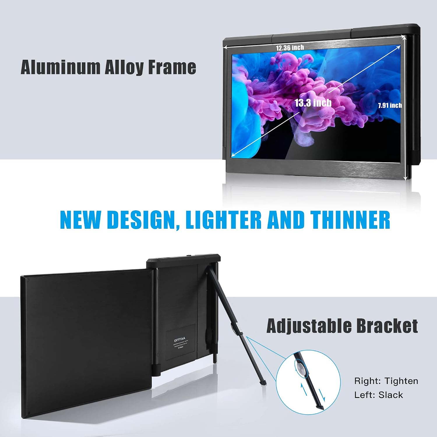Alecewey P2 PRO Triple Portable Monitor for Laptop Screen, 13.3' FHD 1080p IPS Display, Type-C/PD/TF Support, M1/M2 MacBook, for 13.3'-16.5' Notebook Computers, Windows Phone