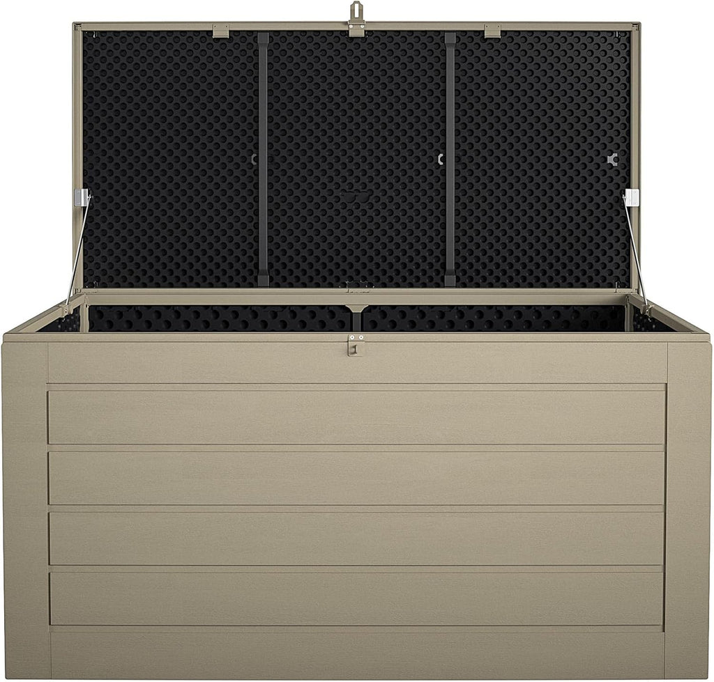 Cosco Outdoor Living 180 Gallon Patio Storage Box, Extra Large, Lockable Lid, Weather-Resistant, Tan/Brown